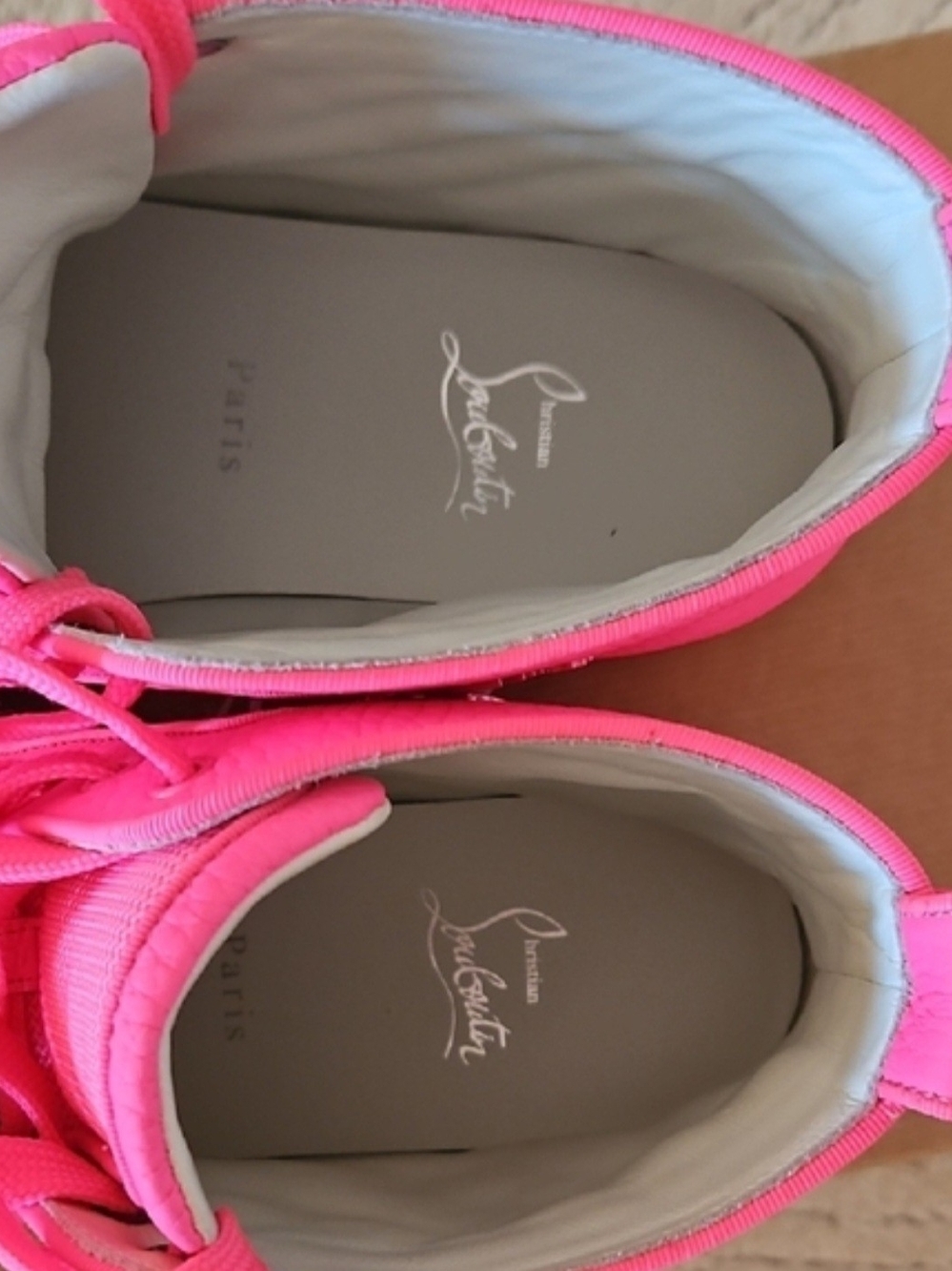 Christian Louboutin Women's Pink Spiked High-Top Sneakers - Picture 7 of 7
